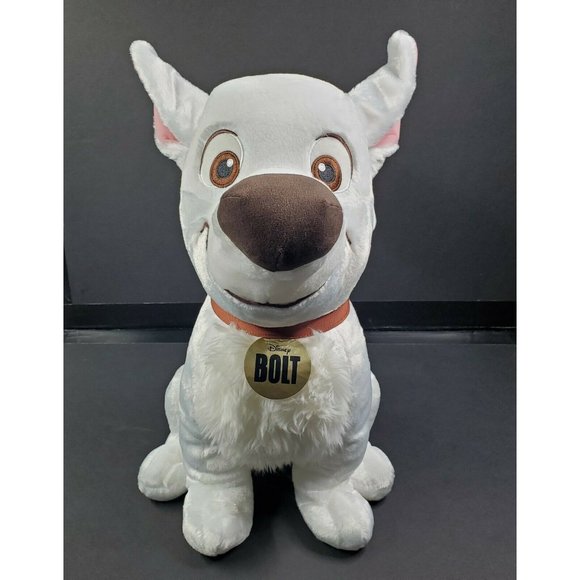 Rare XL 20" Bolt Disney Store SOFT Plush Stuffed Dog White German Shepard Seated - Picture 2 of 12
